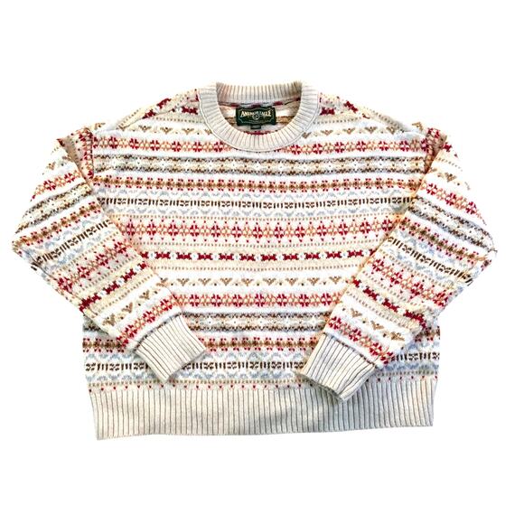 American Eagle Fair Isle Pattern Sweater Cream Tan Multi Med - Picture 1 of 5